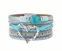 MULTILAYER WRAP BRACELET BLUE HEART